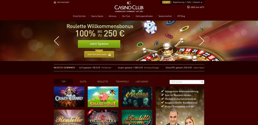 Casino Club: 250 Euro Roulette Bonus kassieren